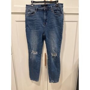 RISEN LOS ANGELES Womens Blue western Distressed Skinny casual Jeans Size 15